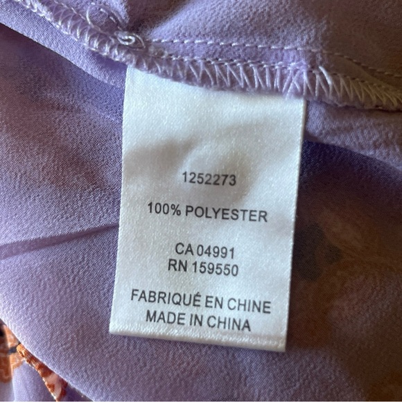 Maison d'Amelie Smocked Ruffle Sleeve Lavender Blouse Paisley Print Top Size M - Picture 9 of 10